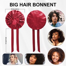 Ycxvacop Large Satin Bonnet,Silk Bonnet for Sleeping,Women Hair Bonnet with Tie band,Soft Night Sleep Caps for Women Braids Curly Hair,Jumbo Bonnets Hair Wrap with Adjustable Straps(Red)