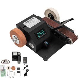JAYGOVAN 350W Electric Mini Belt Sander 90 Degree Knife Sharpener Electric Bench Grinder Sanding Machine with Adapter Powerful Bench Sander for Metal Wood DIY Handcraft, Tool & Knife Sharpening