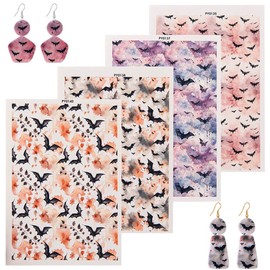 KABAKE Polymer Clay Transfer Paper 4 PCS Colorful Flowers Butterfly Magic Water Transfer Paper Retro Floral Leaf Paper for Earrings Jewelry Making Polymer Clay Tools