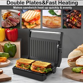 MUBENLIFE,Small Size, Mini Size Panini Press,Sandwich Press,Pnini Grill,Perfect for Grilling Sandwich,Steak,Burger,Panini,Sausage,Non-Stick Coating, Auto Temperature