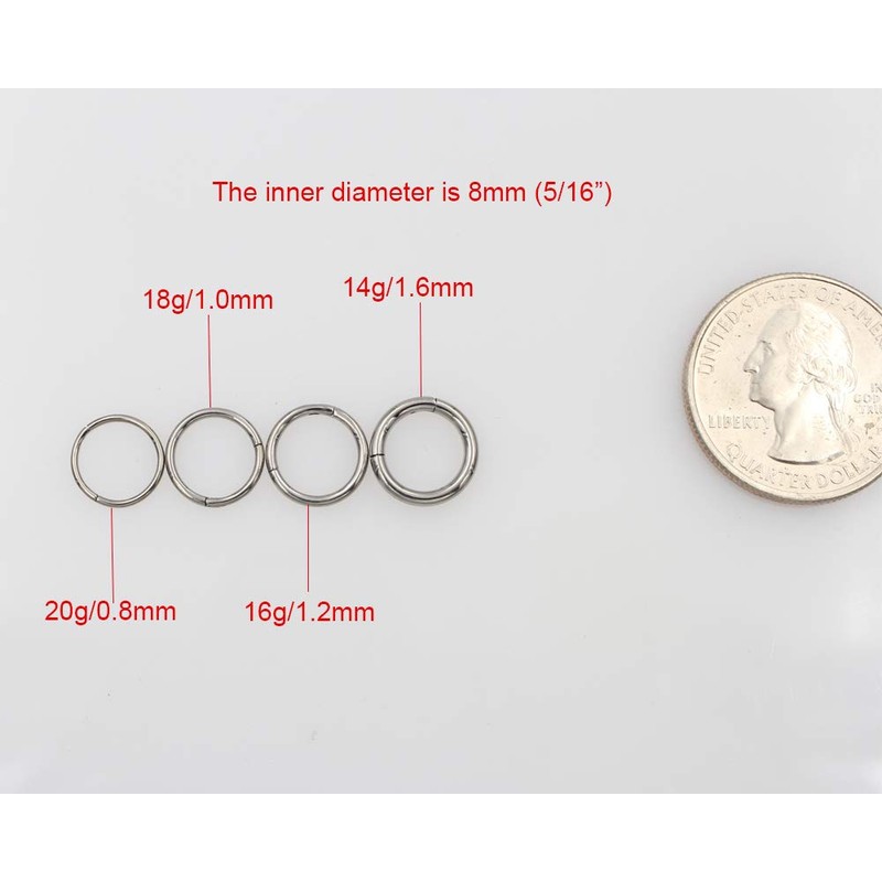 18g G23 Titanium Cartilage Earrings Hoop for Sensitive Ears Hyperallergic