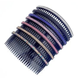 Suoirblss 7PCS Double Rows Rhinestone Hair Side Combs 24 Teeth Hair Comb Pin Clip Bridal Hair Combs Accessory for Women Girls(Assorted Colors)