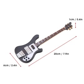Miniature Bass, Black Miniature Bass Miniature Guitar Guitar Replica with Stand and Case Instrument Model Ornaments Gift