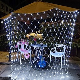 Remote Control Fairy Lights, 2 m x 3 m 198 LEDs Light Net, Outdoor Tree Fairy Lights, Waterproof Fairy Lights Net Solar with 8 Lighting Modes, Solar Light Net for Christmas, Wedding, Window, Bushes