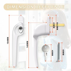 Bwintech 2 Pcs Offset White UPVC Aluminium Window Handle, Left Hand, 43mm Spindle for Indoor and Outdoor UPVC Window
