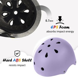 Kids Bike Helmet, Adjustable and Multi-Sport, from Toddler to Youth, 3 Sizes (Pale Lavender)