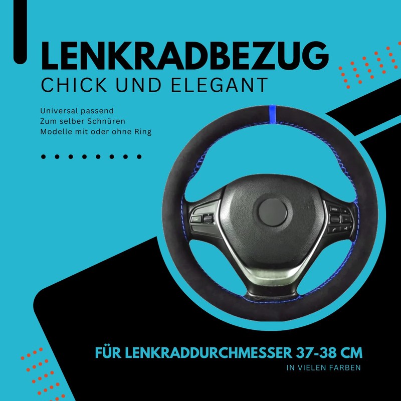 AUTOKLEIDUNG Steering Wheel Cover with Ring for Lacing Carbon Look