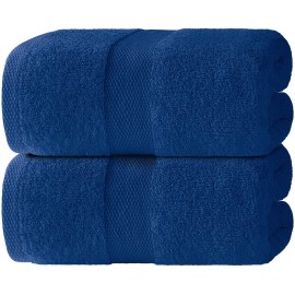 White Classic Luxury Bath Sheet Towels Extra Large 35x70 2 Pack Blue Highly Absorbent 650 GSM