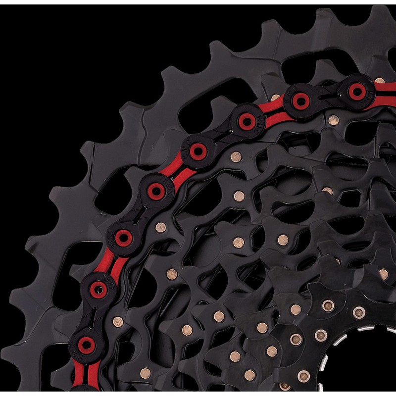 KMC Unisex's Black/Red DLC 11 Chain, 1/2” x 11/128”