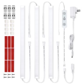 Litever Under Cabinet Lights Plug in, 3 pcs 12 Inches LED Light Strip Bars. Super Bright Dimmable Linkable for Kitchen Under Cabinets Shelf Work Space Desk Closet Lighting. Daylight 5000K