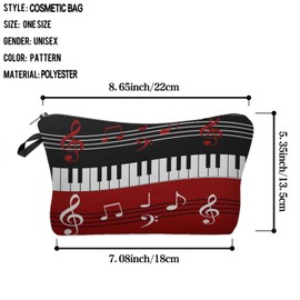 Livel lhood Musical Note Piano Cosmetic Bag for Women Cute Small Makeup Bag for Purse Travel Toiletry Zipper Pouch for Girls Gift for Music Lovers Musical Note Piano Makeup Bag for Her