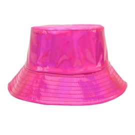 Unisex Holographic Bucket Hats, Metallic Bucket Hats for Women, 80 90s Party Hat Summer Cap (Pink)