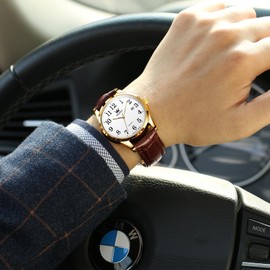 OLEVS Brown Watch for Men, Men's Wrist Watches, Mens Watches Leather Band Waterproof Big Face Dress Classic Casual Day Date Easy Read Analog Luxury Male Wrist Watch Arabic Dial Relojes para Hombres