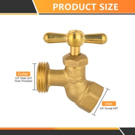 5-Pack HeSun Brass No-Kink Hose Bibb Valve, 3/4" FIP Inlet x 3/4" MHT Outlet, Garden Hose Faucet/Valve