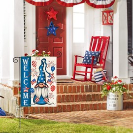 JIMOWANG 4th of July American Flag Burlap Garden Flag Double Sided Outdoor Decorative Yard Flag 12"x18" Porch Patio Banner Flags