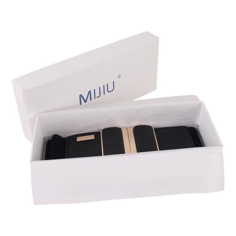 MIJIU Womens Vintage Wide Elastic Stretch Tunic Belts Black Belts