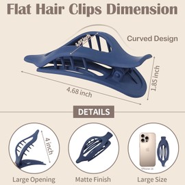 9 Pack Flat Hair Clips for Women, Matte Claw Clips for Thick & Thin Hair, Suitable for Driving