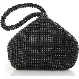 Moslyn Fashion Clutch Bag Women Bridesmaid Lady Girl Bride 20s Gatsby Evening Bags for Prom Cocktail Party Wedding Engagement 6.9x7.9inch (Black2)