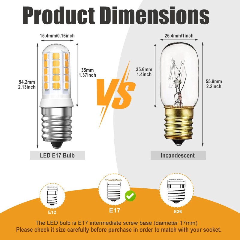 E17 Led Bulb 40W Halogen Bulb Equivalent,2700K Warm White 400lm