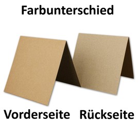 25 x Kraft Paper Card Sets Square 13.5 x 13.5 cm with Letter Envelopes - Recycled Vintage Card Set - for Invitations