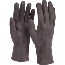 styleBreaker Women's Touchscreen Fabric Gloves with Removable Knitted Cuffs, Warm, Winter Finger Gloves, 09010022 - gray