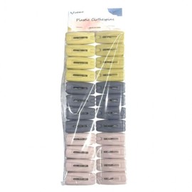 Modern 214 Rounded Rectangular Clothespins - 24-Piece Bulk Set 24pcs (Random Color) 3ea