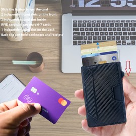 GUOMIS Slim Wallet mit,Metall-Kartenhalter,RFID Schutz,Wallet mit Pop-Up-Kartenhalter,up to 10 Cards,Minimalistisches Design, Brieftasche für Männer(Braune Farbe) (Schwarz)