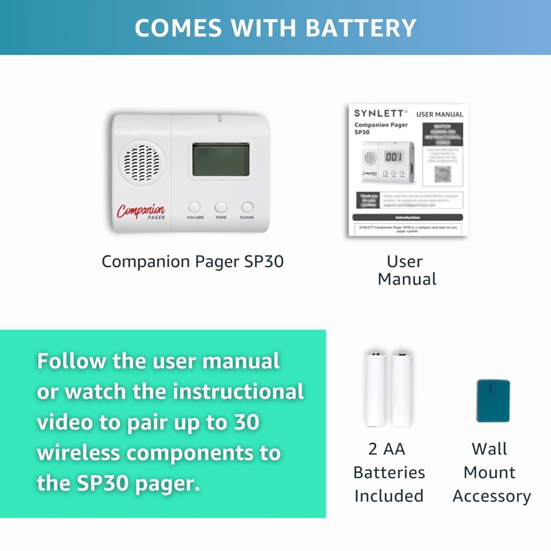 SYNLETT Nurse Caregiver LCD Pager, Stand Alone Companion LCD Pager