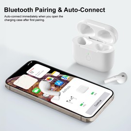 Wireless Charging Case Compatible with AirPod 4th Generation, Air Pod 4 Charger Case Replacement with Bluetooth Pairing Sync Button, White (USB-C Port)