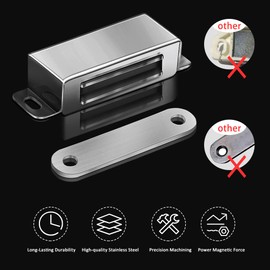 Onarway Magnetic Door Catch 20KG Pull Strong Magnet Cabinet Latches Magnetic Hardware Stainless Steel Chrome Door Closer for Bathroom Kitchen Sliding Door Window Cupboard (40lbs Strength 2 Pack)