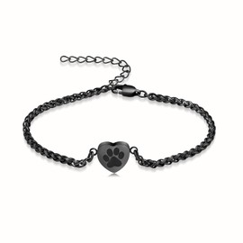 QGJNSGC Cremation Bracelet for Pets Ashes og Memorial Bracelet for Ashes Paw Print Cremation Jewellery Urn Bracelet for Women, Stainless Steel