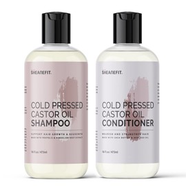 Sheanefit Cold Pressed Castor Oil Daily Shampoo Conditioner 16oz (Castor Oil Shampoo & Conditioner Set - 16 Oz)