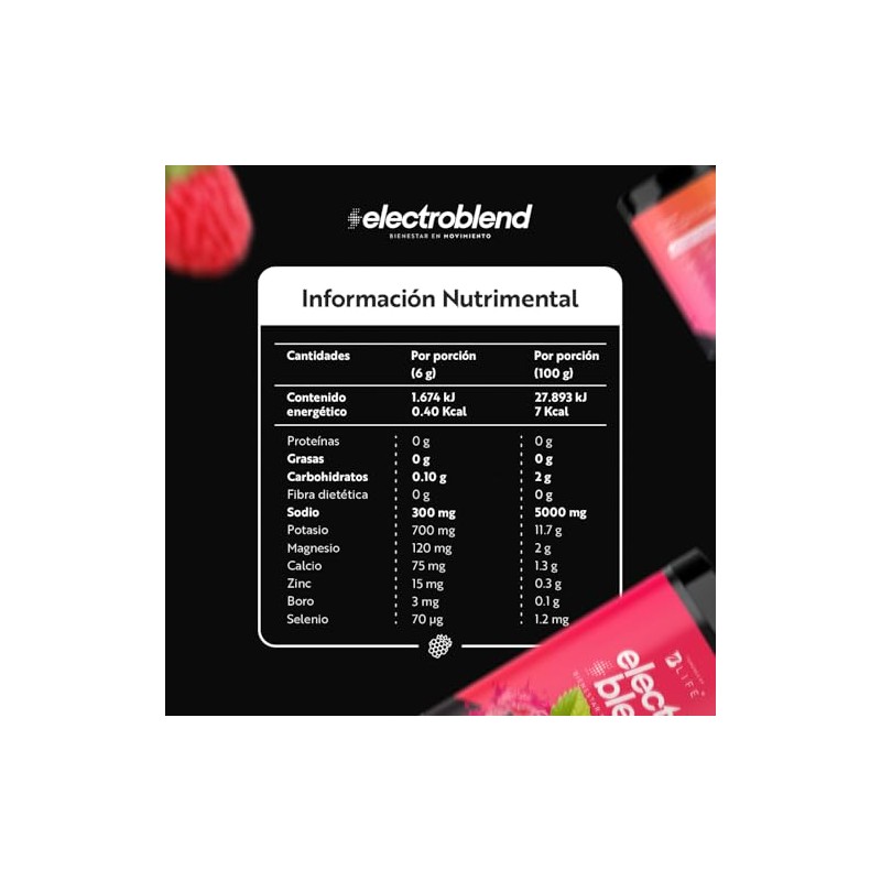 Life Electrolitos Polvo 360g Sabor Frambuesa Azúcar Añadida