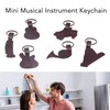 7PCS Cowhide Musical Instrument Keychains Mini Guitar Violin Horn Bass
