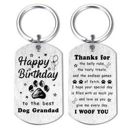 Alotozo Happy Birthday from Dogs to Grandad - Dog Grandad Birthday Keyring - Grandad Fathers Day Birthday Gifts from Dog