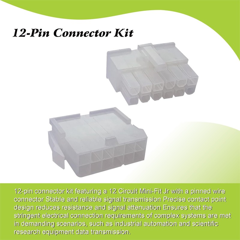 12-Pin Connector Kit, 12 Circuit Compatible Molex MLX Power Connectors,