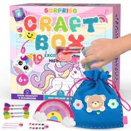 Fozcmisw Sewing Kit Children from 6 Years - 10 Surprise DIY Projects in Creative Set with Felt Animals for Learning to Sew, Craft Set for Beginners, Gift for Girls 6-12 Years ​