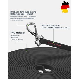 Japosy Recall Lead for Dogs, 5 m / 10 m / 15 m Recall Lead with Hand Loop, Waterproof Training Lead for Large to Small Dogs, Robust and Weatherproof Dog Lead