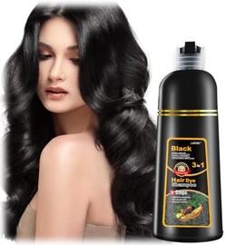 leorx- Champú para teñir el cabello negro Leorx, 16,9 onzas líquidas, 3 en 1, color para cabello gris, coloración instantánea a base de hierbas para  