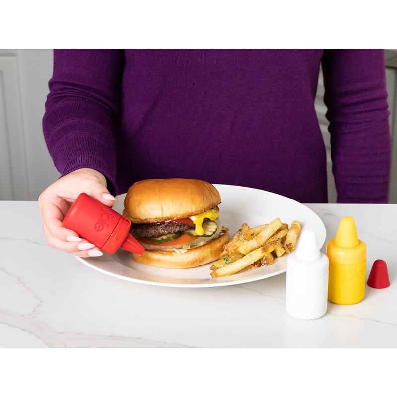 Joie Condiment Mini Squeeze Bottles with Nozzle Caps, Non-Stick Silicone,