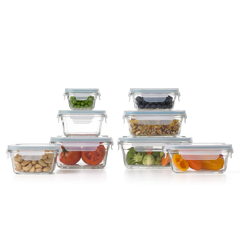 Glasslock Tempered Glass Food Storage Containers with Lids for Household