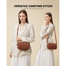 LOVEVOOK Quilted Crossbody Bags for Women, Small Vegan Leather Purse for Women, Cell Phone Shoulder Handbags with Adjustable Strap, Trendy Crossbody Purse for Gift, Reddish Brown