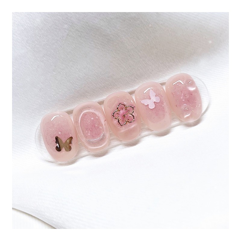 [Handmade Nail Tips] Cherry Blossom Ending Nail Tips - Long