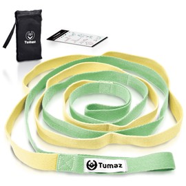 Tumaz Stretching Strap - 10 Loops & Non-Elastic Yoga Strap - The Perfect Home Workout Stretch Strap for Physical Therapy, Yoga, Pilates, Flexibility - [Extra Thick, Durable, Soft]