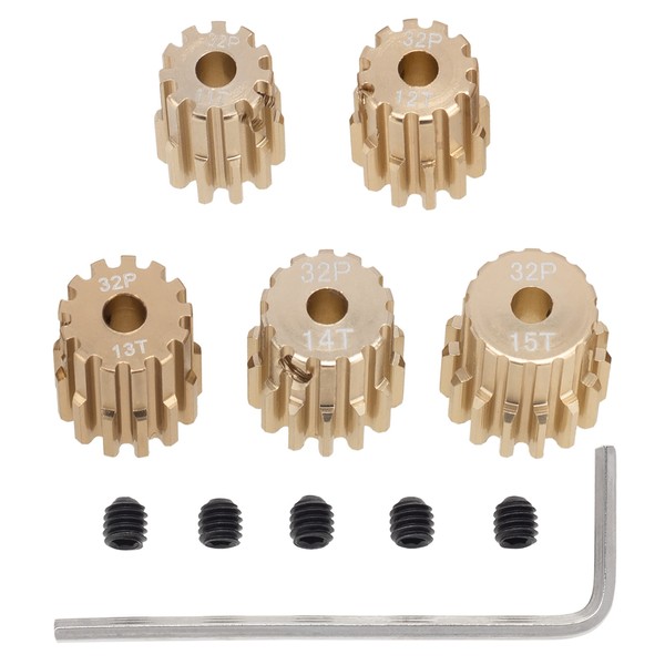 DKKY 32DP M0.8 Motor Pinion Gear Aluminum Alloy Gear 7075 Hard Anodizing 3.175mm Shaft Pinion Gears Parts Kit 11T 12T 13T 14T 15T for 1/10 RC Car Brushless Brush Motor(5PCS)