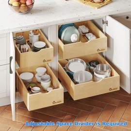 WelFurGeer Pull Out Cabinet Organizer, Slide Out Drawers for Kitchen Cabinets, Cabinet Pull Out Organizer, Cabinet Pull Out Shelves, Pull Out Drawer for Home, Kitchen, Bathroom (32''W x 21''D)