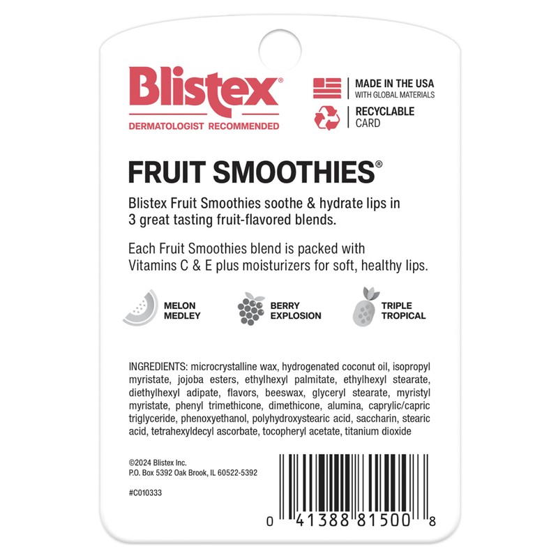 Blistex Fruit Smoothies Lip Protectant Assorted, 3 ct (Packaging May