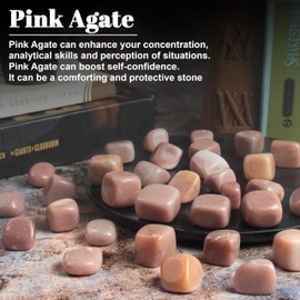 Crocon 1LB Pink Agate Tumbled Stones and Crystals Bulk 2000+ Carats Natural Crystal Kit for Reiki Healing Crystal Polished, Tumble Stones, Chakra Balancing, Reiki Gift Home Decor Size : 20-25 mm