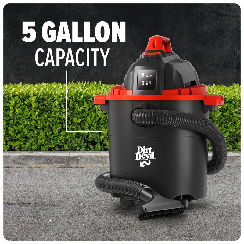 Dirt Devil 5 Gallon Corded Wet Dry Shop Vacuum, Portable,
