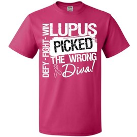 inktastic Lupus Picked The Wrong Diva Adult T-Shirt Small Cyber Pink 267f1